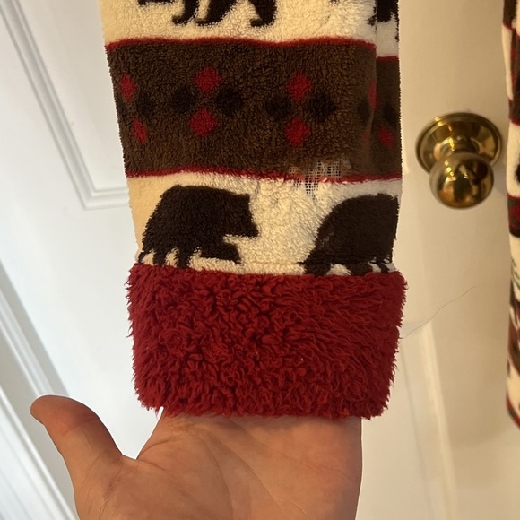 LAZY ONE Women's Bear Fair Isle Ultra Cozy Bathrobe Sherpa Fleece Size L/XL - Picture 6 of 10